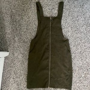 Olive green corduroy dress with zipper
